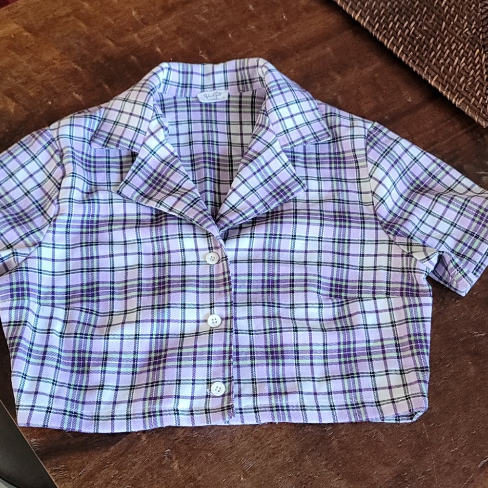 Brandy Melville Purple Plaid Top